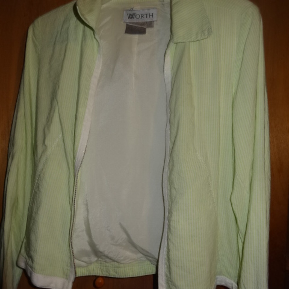 Women's Worth Lime Green & White Strips Jacket